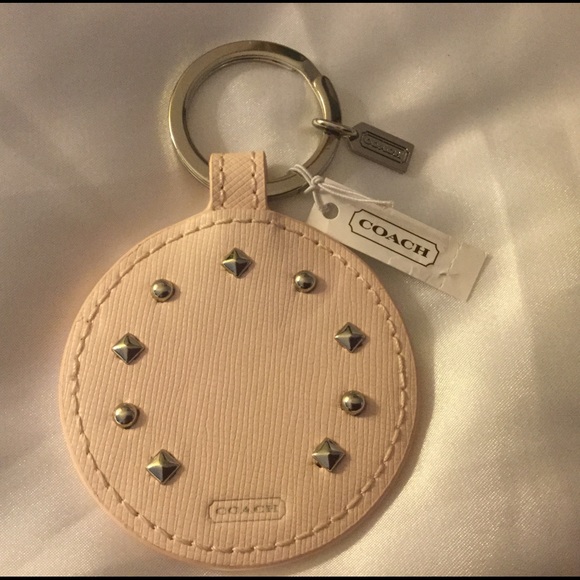 NWT Coach Light Pink Leather Mirror Key Fob