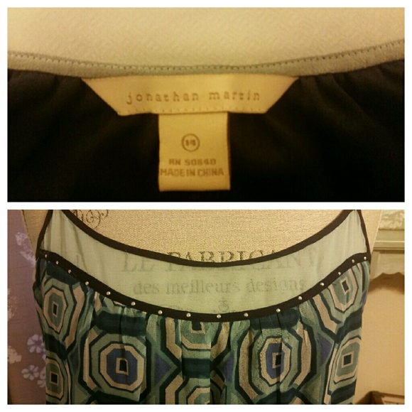 100%silk flowy dress. Easy to wear. Modern print - Picture 2 of 3