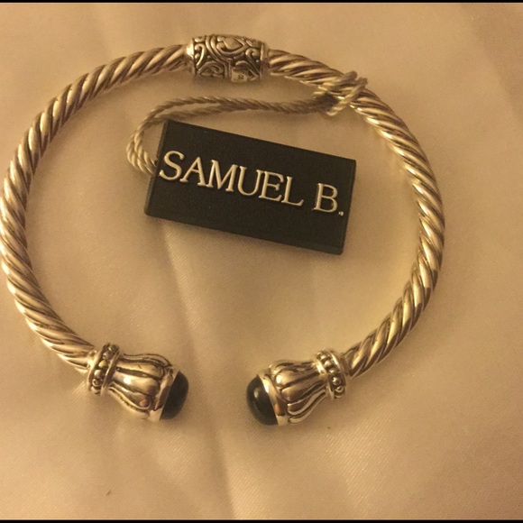 NWT Samuel B Sterling Silver Onyx Cuff Bracelet
