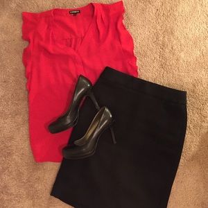 Express Red Ruffle Sleeve Blouse