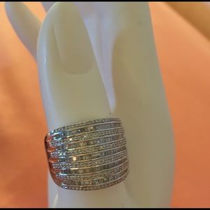 Pave Band Diamond Ring, Sterling 1.00 cttw