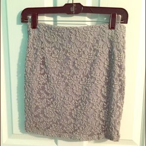 Lush gray lace floral mini skirt