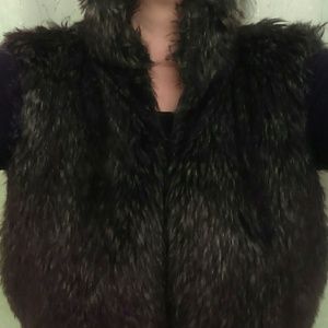 Faux fur sweater vest