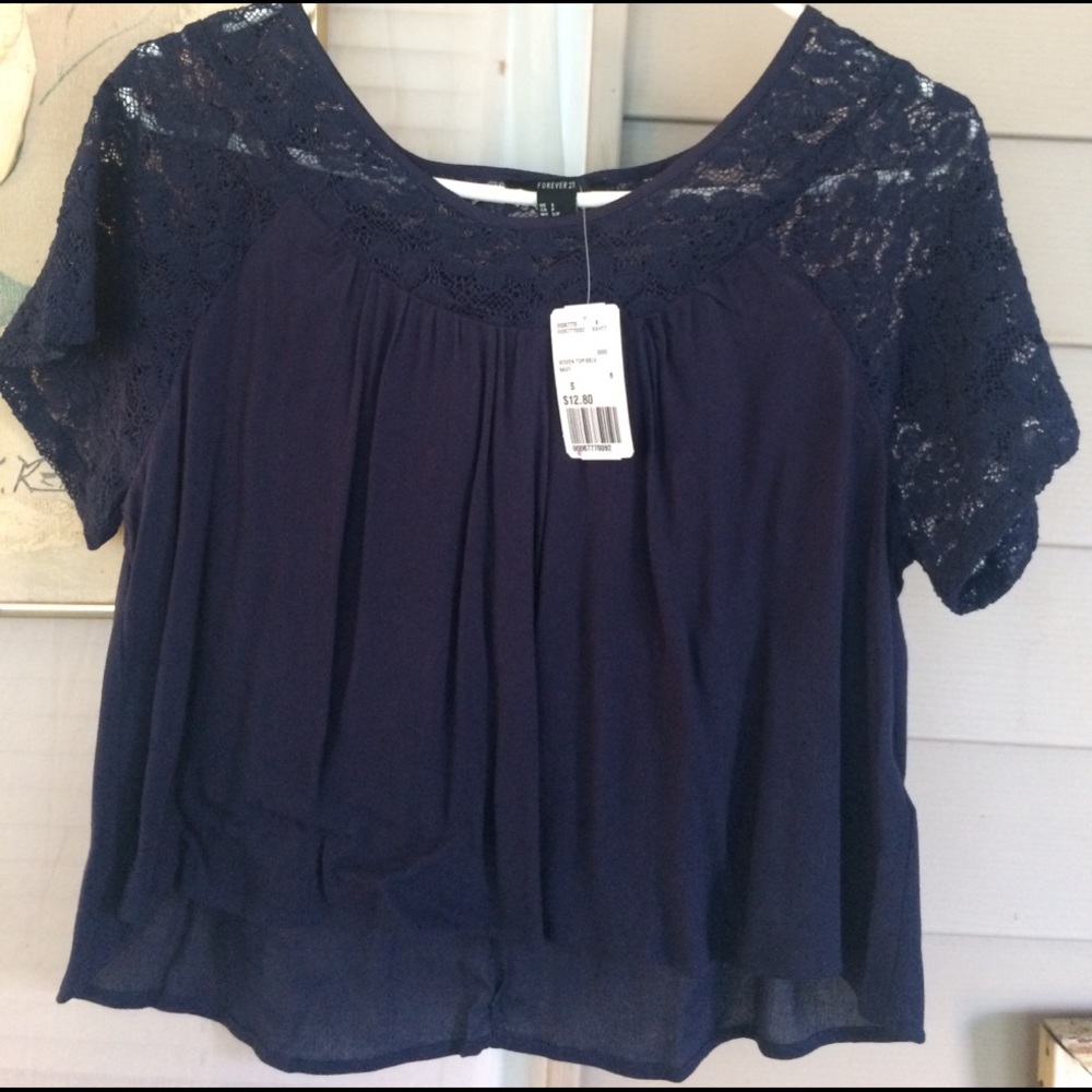 Navy Lace Blouse