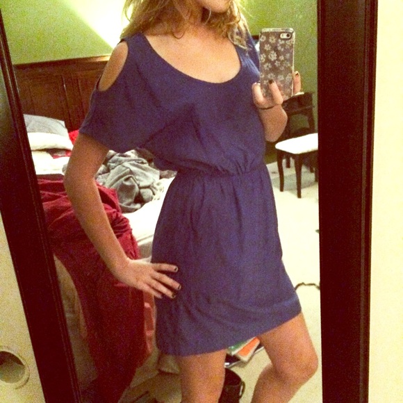 Silence + Noise // Blue Cold Shoulder Dress