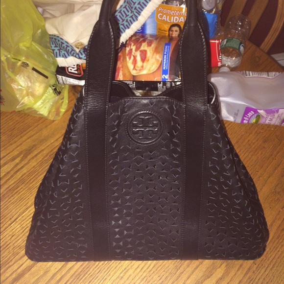 Black leather Tory burch big tote very firm