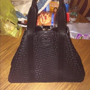 Black leather Tory burch big tote very firm