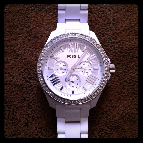 White Resin Cecile watch by Fossil