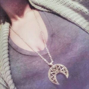 Charlotte Russe Boho silver hipster moon necklace