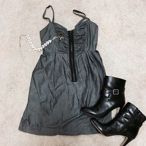 Gray Monteau Party/Cocktail Corset Zip Up Dress