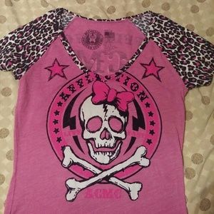 Affliction american customs leopard accent shirt