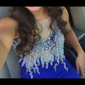 Royal blue floor length prom dress