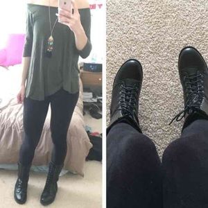 black lace up combat boots size 9-9.5 (40 europian