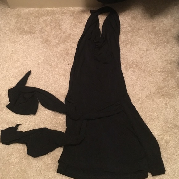 black  open back evening top