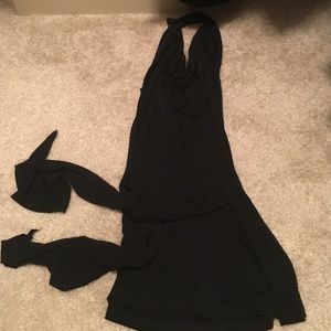 black  open back evening top