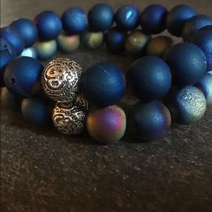Silver OM Druzy bracelet