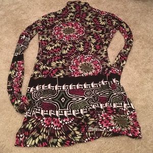 multicolor butterfly wings floral skin-tight tunic