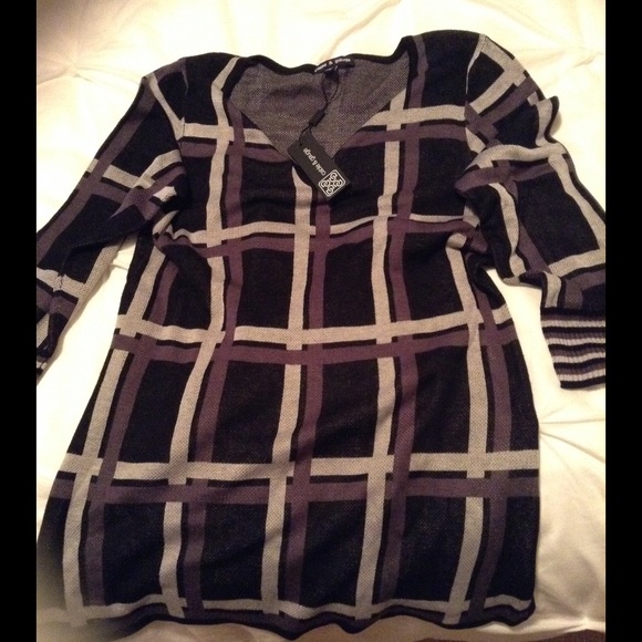 FINAL! Black and Tan 3/4 sleeve blouse