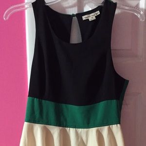 Cream and emerald dress. Size medium