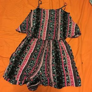 Printed spaghetti strap Ruffled romper