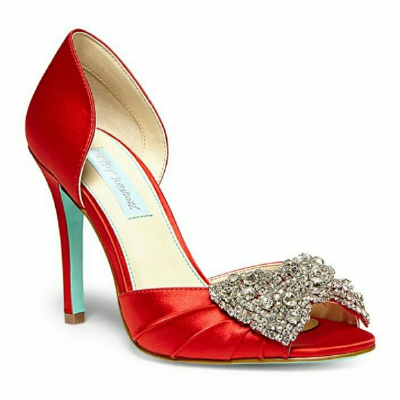 Betsey Johnson red wedding 'blue' shoes