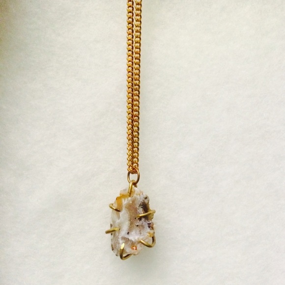 Long crystal rock necklace