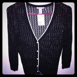NWT H&M Black & White Eyelet Cardigan Sweater XS