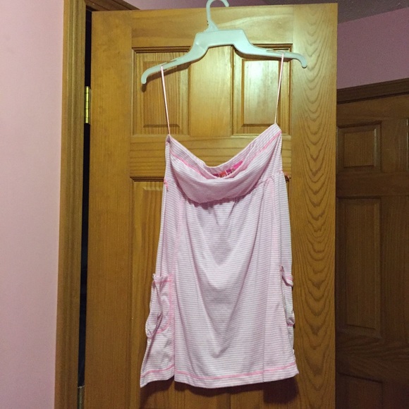 Strapless Pink and White Striped Coverup