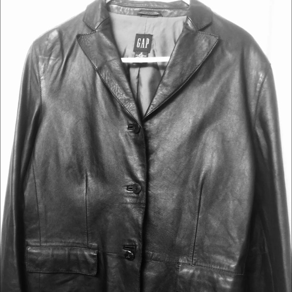 Med. Blk. GAP Genuine Leather Jacket