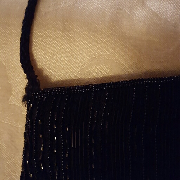 👜👜👜VINTAGE BLACK Beaded Handbag - Picture 2 of 4