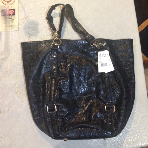 Large alligator skin tote bag