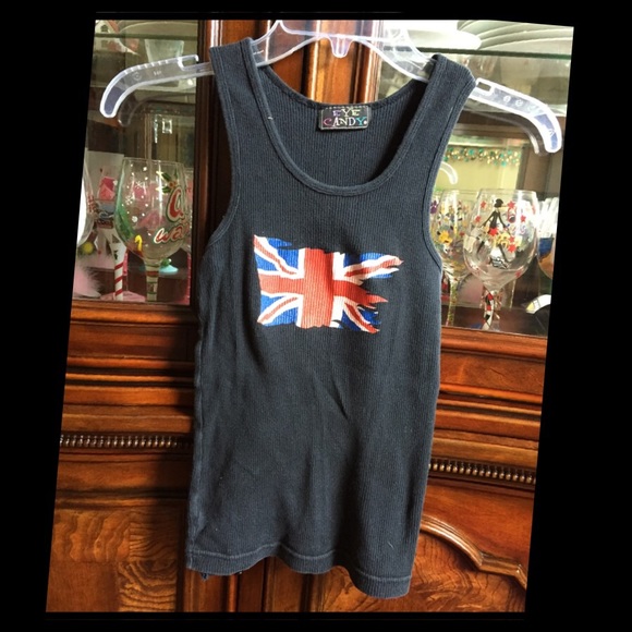 EYE CANDY BLACK STRETCHY MATERIAL UK TANK TOP - Picture 1 of 2