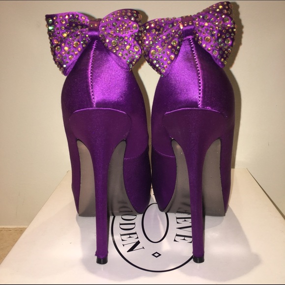 Steve Madden Shoes Steve Madden Satin Shimma Purple Bow Heels
