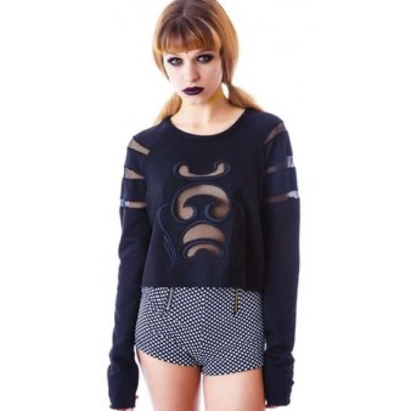 Croppy daze long sleeve mesh cut out sweatshirt - Picture 1 of 4