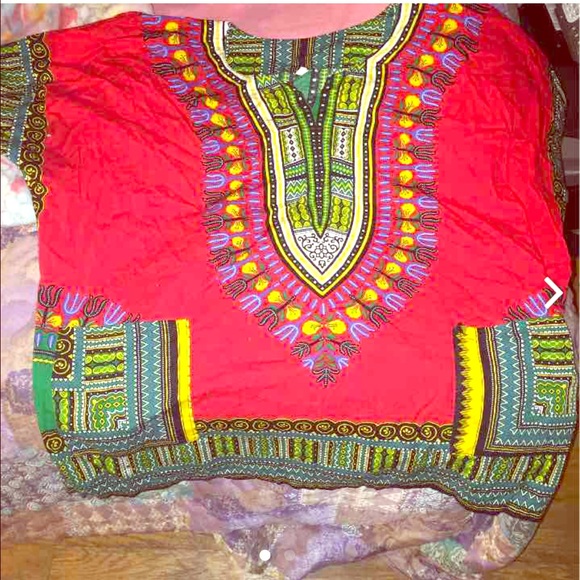 Bright red tribal print top