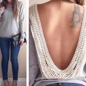 Sexy backless grey long sleeve