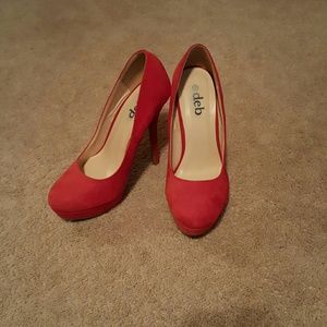 Red suede heels