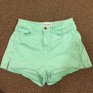 American apparel high waist light blue shorts