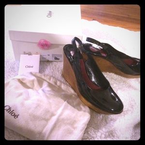 Chloe patent leather slingbacks
