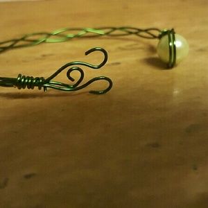 Wire wrapped beaded bangle bracelet