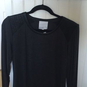 Grey Addison Tee with Leather Shoulders