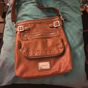 Brown leather cross body purse