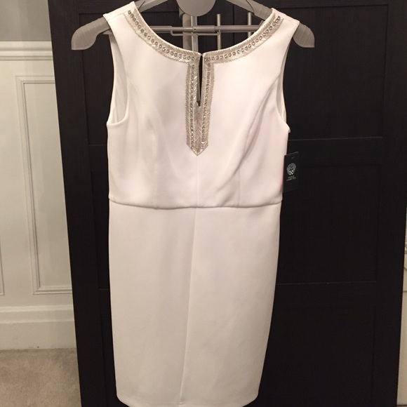 Vince Camuto Rhinestone and beaded white dress