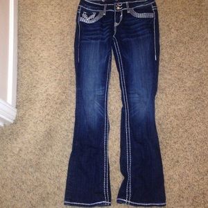 Jeweled white stitched jeans!