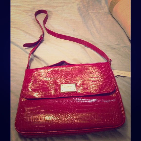 Liz Claiborne red patent laptop bag