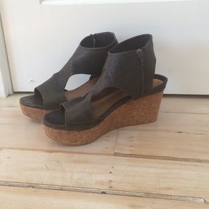 Leather wedge heel