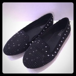 Carlos Flats -- BLACK Crystal and Spiked Studded