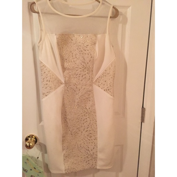 White, Cream & Gold Dress