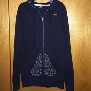 Black Victorias Secret PINK Zip Up Hoodie