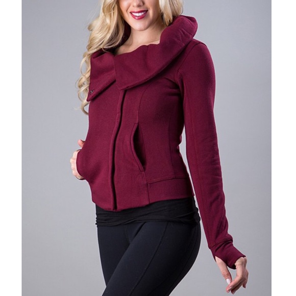 🆕ESSENCE jacket w/ thumb holes -BURGUNDY - Picture 2 of 4